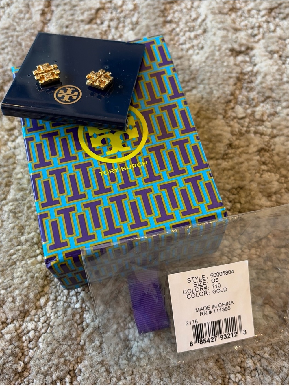 Tory Burch Gold T-Logo Stud Earrings - Picture 2 of 8